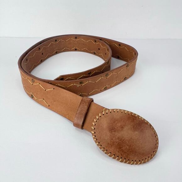 XXL Leatherbound Plate Hook Buckle Embellished Studded Women's Belt  XXL Western - Picture 4 of 12